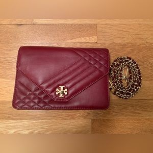 Tory Burch Burgundy Leather Kira Envelope Flap Shoulder Bag